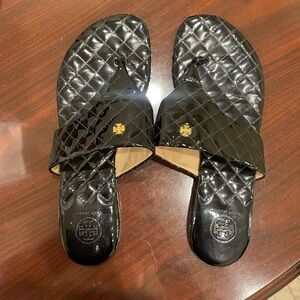 Tory Burch black patent sandals